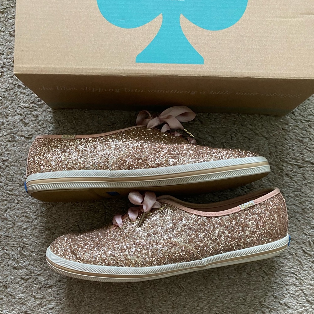 Kate Spade Rose Gold Glitter Keds Gem